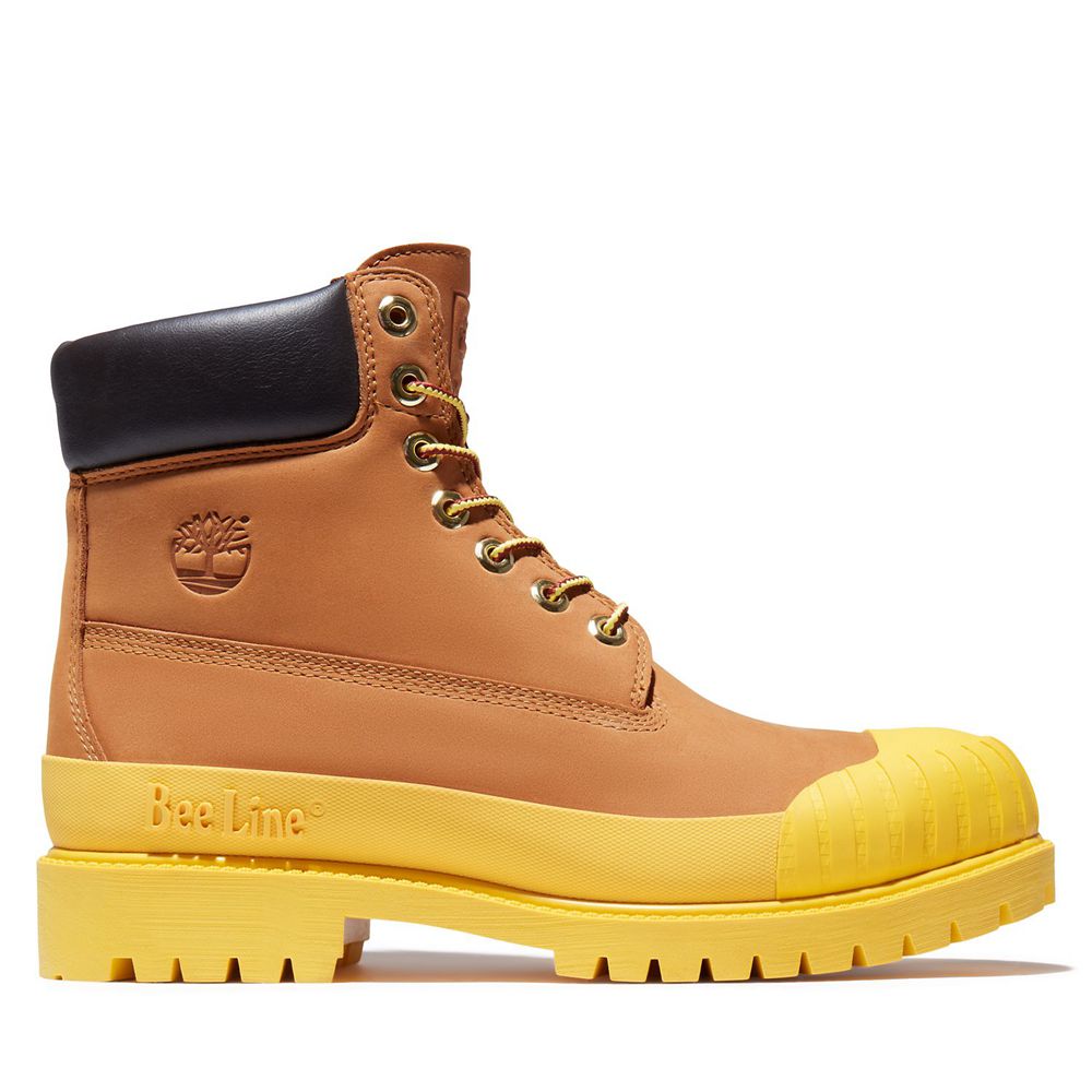 Timberland 6-Inch Μποτακια Ανδρικα Καφε/Κίτρινα - Bee Line X Waterproof Rubber Toe - Greece 4978523-